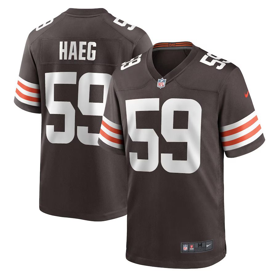 Men Cleveland Browns #59 Joe Haeg Nike Brown Game Player NFL Jersey